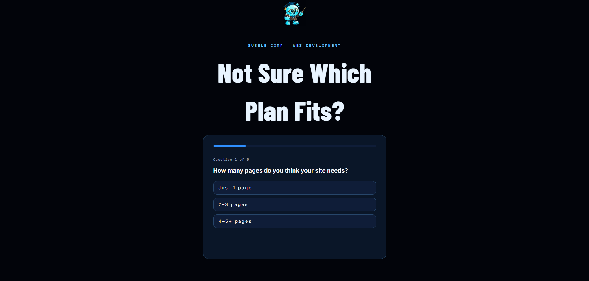 Bubble Corp Plan Quiz
